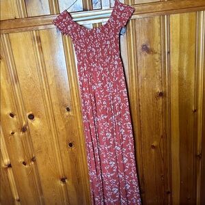 Floral Maxi Dress in Rust orange